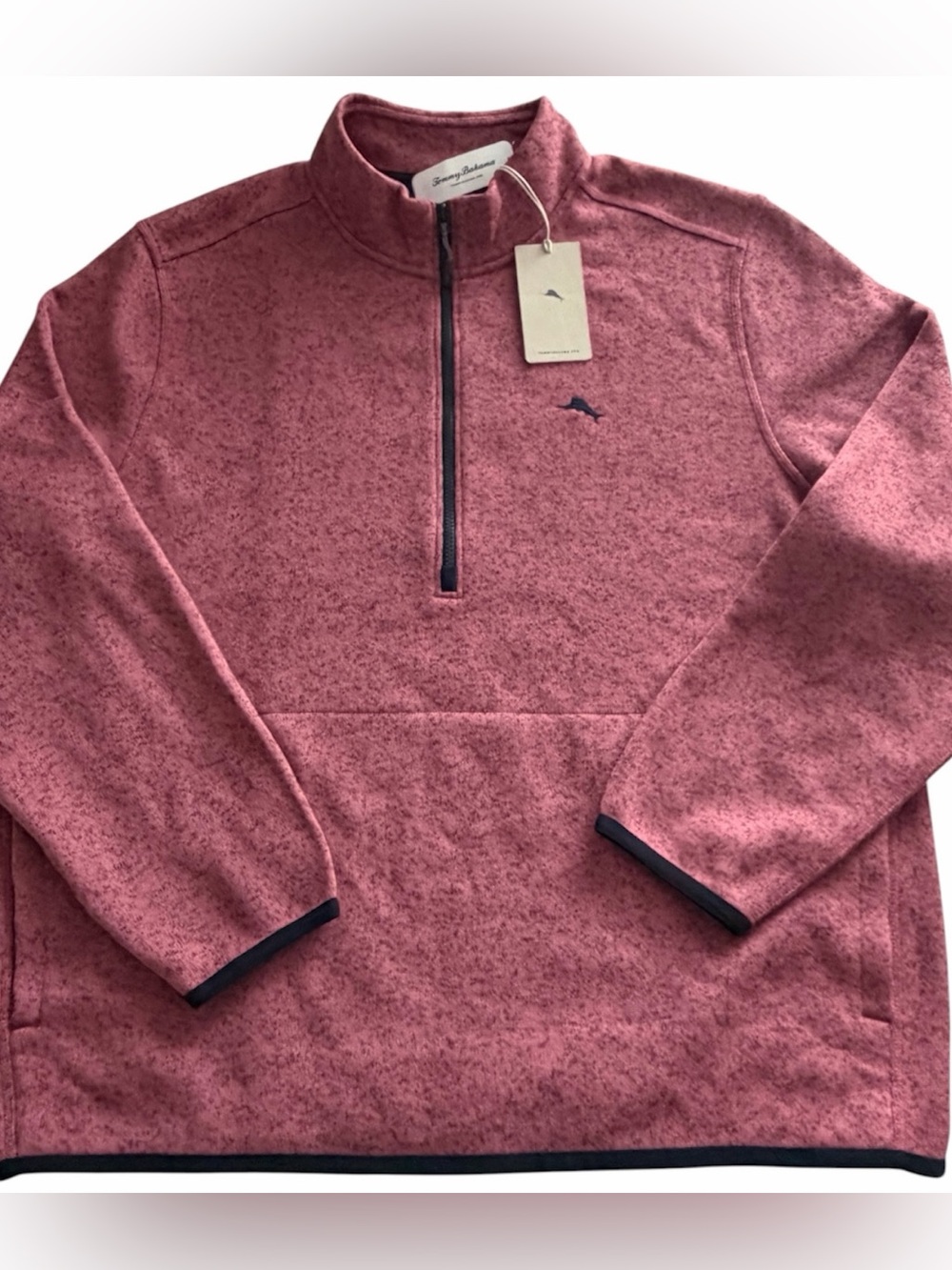 NWT Tommy Bahama Shoal Bay Quarter-zip Mock-neck Fleece Sweater Cherry XXL $118